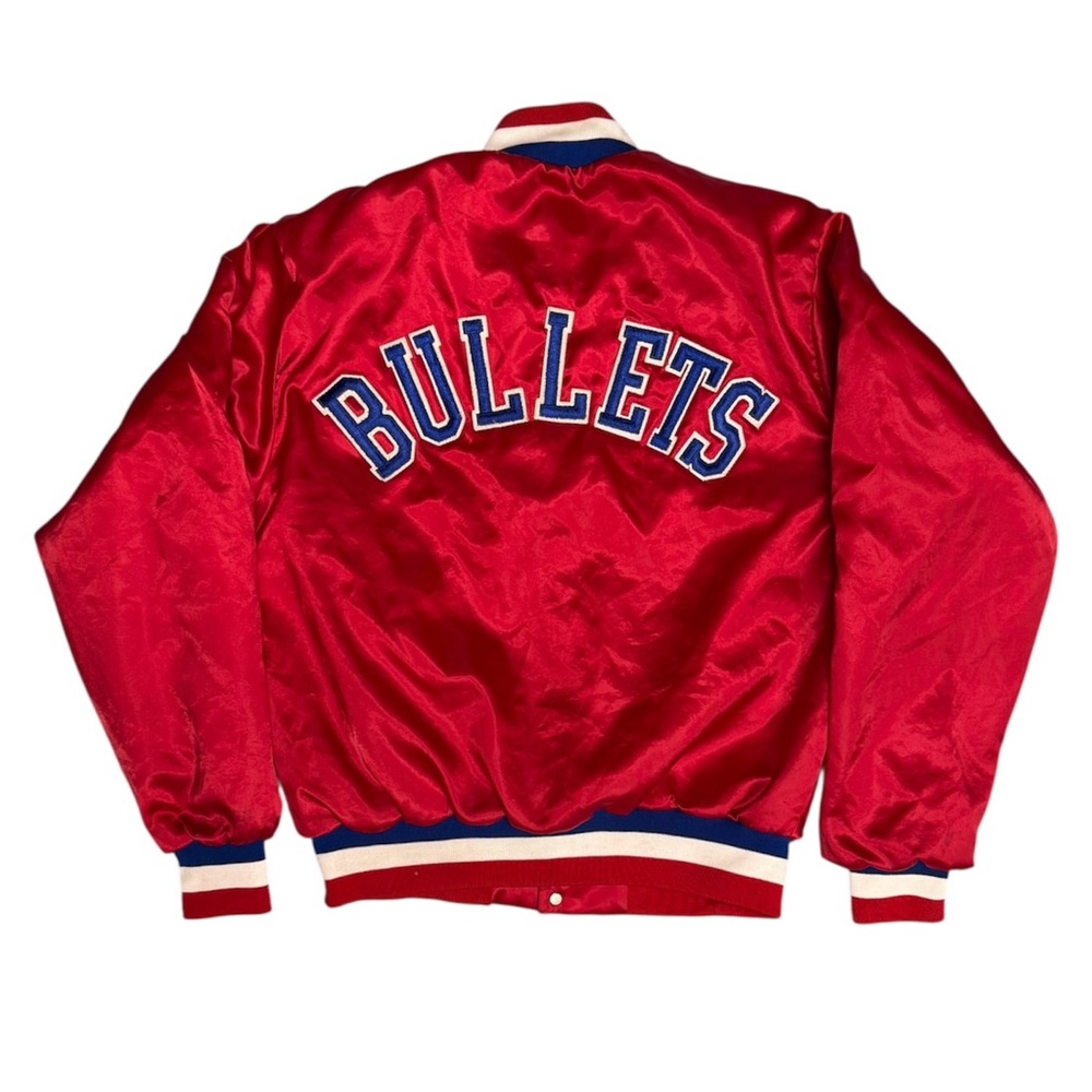 Washington BULLETS Vintage 80s 90s Red Satin NBA Varsity Jacket - Made in USA